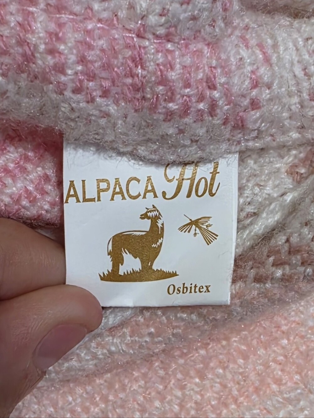 New Pink Alpaca Pattern Hooded Poncho From Peru Size M - Picture 3 of 3
